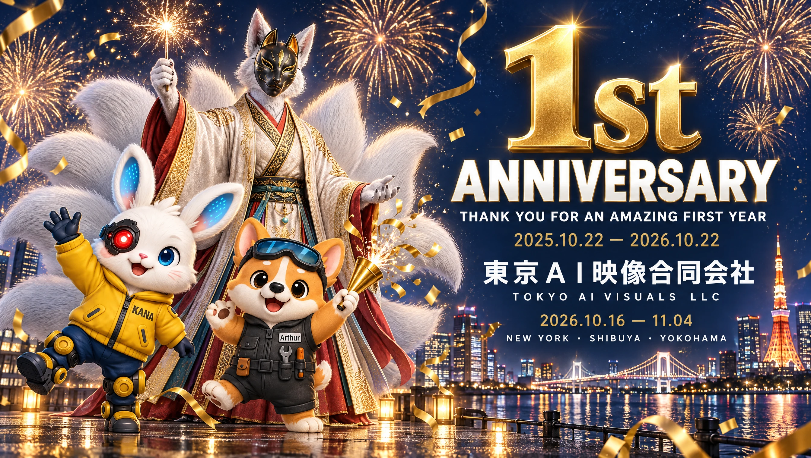 設立1周年記念ビジュアル — ニューヨーク・渋谷・横浜の街頭ビジョンで記念映像を放映